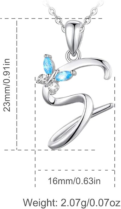 EUDORA Sterling Silver Butterfly Initial Necklaces for Women, Elegant Letter Neckles Personalized Gift for Mother, Sister, Daughter, 18 inch Chai