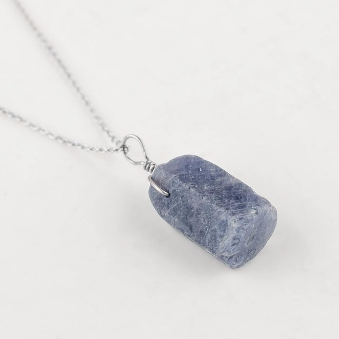 Raw Multi Gemstone Pendant Necklace for Women, Healing Crystal Chakra Stone Birthstone, 925 Sterling Silver Birthday Christmas Gifts for Her