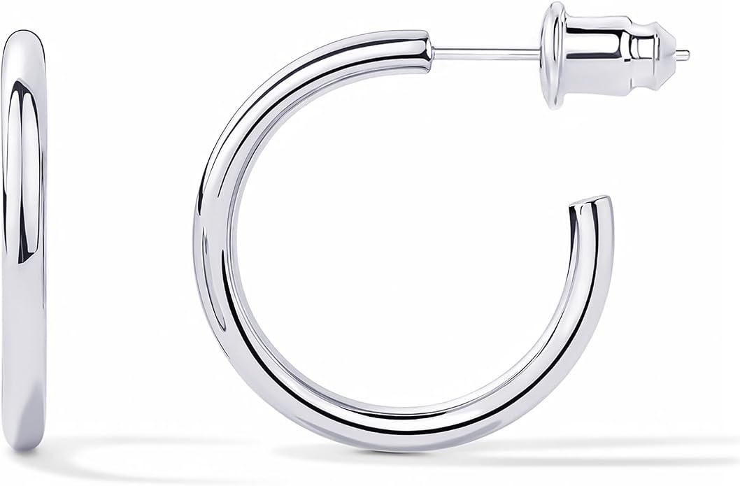 14K Gold-Plated, Lightweight, Open Hoop Earrings For Women