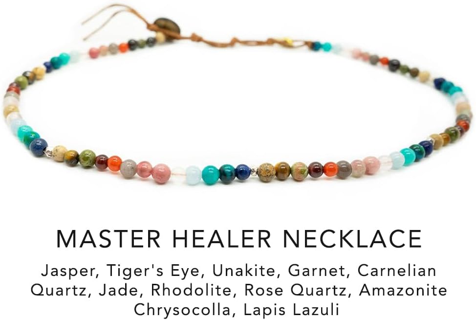 Lotus and Luna 7 Chakra Necklace for Women - Healing Crystal Necklace with Genuine Stones (Master Healer) to Bring Balance and Healing to Mind and Body - Handmade Jewelry Gift