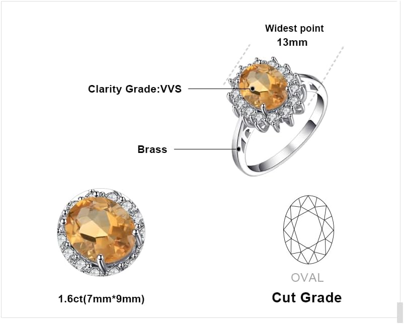 JewelryPalace Princess Diana Kate Middleton Class Gemstone Birthstone Sapphire Halo Engagement Rings for Women, Anniversary 14K White Yellow Rose Gold Plated 925 Sterling Silver Promise Rings for Her