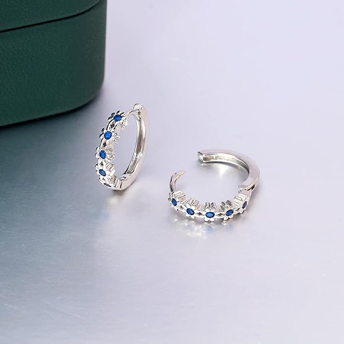 CiNily Small Hoop Earrings for Women Girls Flower Cubic Zirconia Huggie Earrings Hypoallergenic 14K Yellow Gold Plated Cartilage Earrings