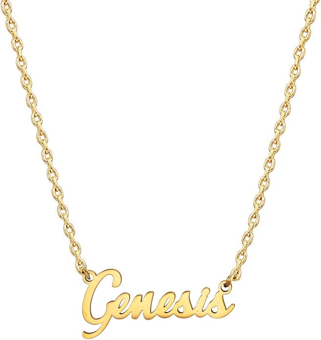MOMOL 18K Gold Plated Stainless Steel Name Necklace Personalized Custom Name Necklace Customized Nameplate Necklace for women