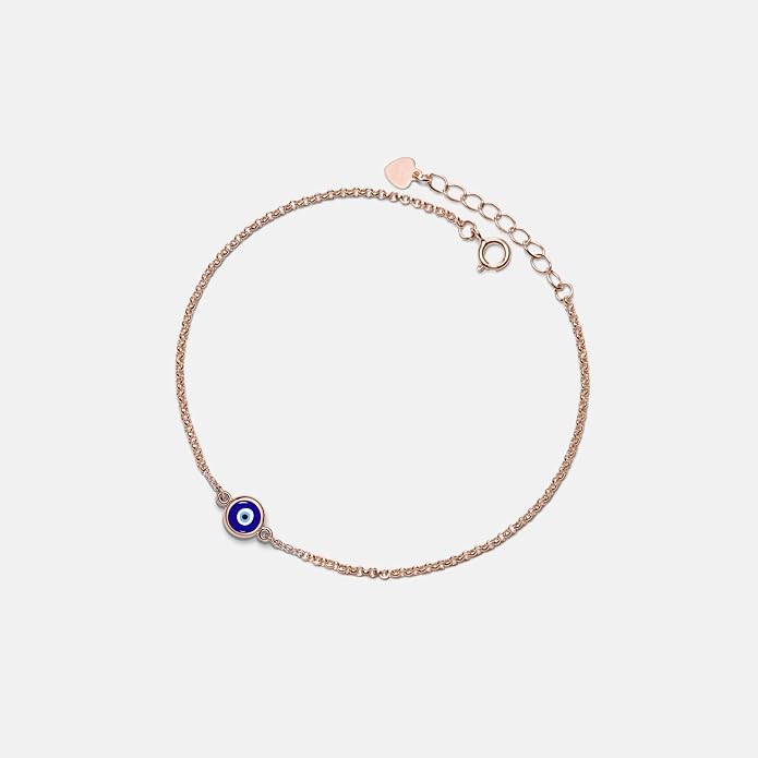 PERIMADE Evil Eye Anklets for Women, Waterproof 925 Sterling Silver Lucky Blue Eye Ankle Bracelet, 18K Gold Plated Adjustable Chain Anklet Bracelet Dainty Beach Jewelry for Her