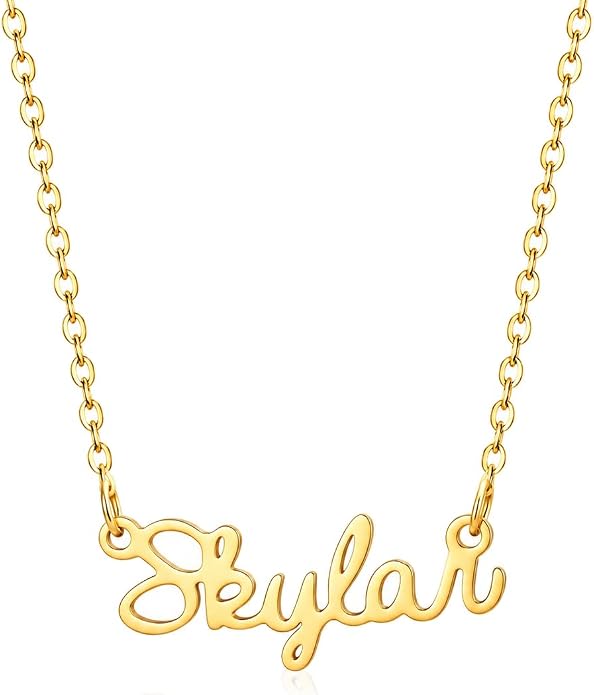 MOMOL 18K Gold Plated Stainless Steel Name Necklace Personalized Custom Name Necklace Customized Nameplate Necklace for women