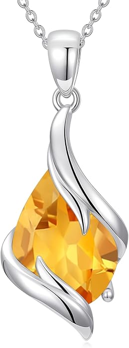 HPQQ Birthstone Necklace for Women 925 Sterling Silver Teardrop Pendant Fine Jewelry Birthday Mothers Day Gifts for Women Mom Her