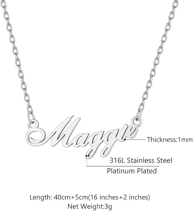 Custom4U Custom Name Necklace for Women, Personalized 1-5 Name Necklace, Sterling Silver/Stainless Steel 14K Gold Plated Nameplate Necklaces, Gift for Mom Wife Anniversary Birthday with Box