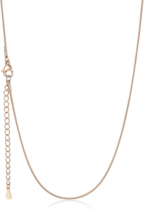 U7 Snake Necklace for Women 14K Gold Plated/Silver/Rose Gold/Black Chain Necklace Hypoallergenic, Stainless Steel Tiny Snake Chain Necklace 1/1.2/1.5/2MM, 14-30" Adjustable Minimalist Gift