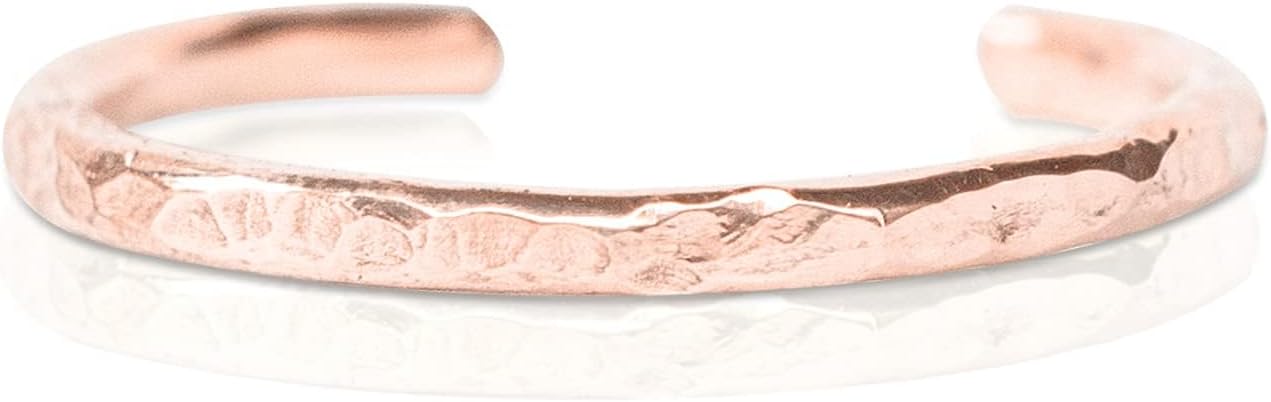 Ellie J Maui Toe Ring for Women– 14k Adjustable – Silver, Gold, or Rose Gold – Simple and Comfortable | 1.3 Hammered band Gold Filled ring, Rose Gold, Sterling Silver