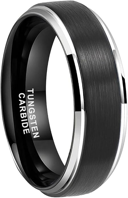 TUTISS 6mm 8mm Tungsten Rings for Men Women Fashion Engagement Wedding Bands Brushed Finish Stepped Beveled Edges Comfort Fit