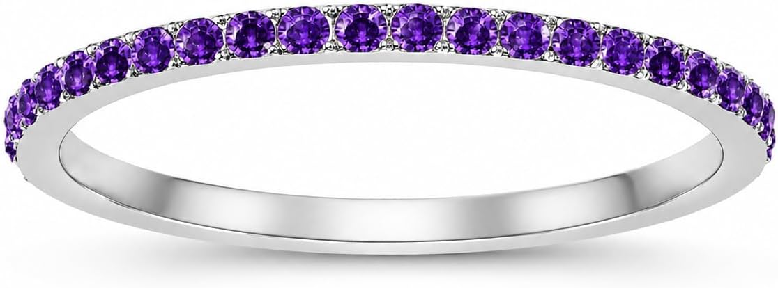 Birthstone Rings For Women, Silver Stackable Cubic Zirconia Stainless Steel Birth Stone Ring To My Daughter/Mom Birthday Unique Gifts Jewelry