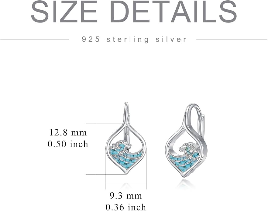 PROESS Moonstone Turquoise Malachite Dangle/Hoop Earrings 925 Sterling Silver Infinity/Wave/Celtic Knot/Clover Filigree Teardrop Earrings Jewelry Presents for Women