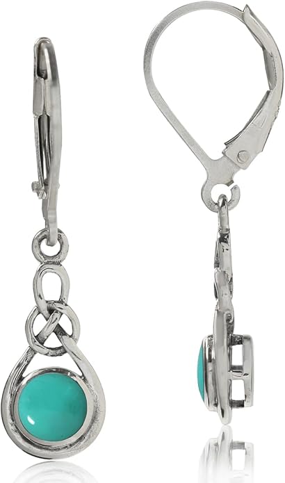 Silvershake Genuine Gemstone Irish Celtic Knot Drop Dangle Earrings