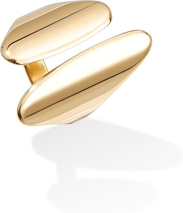 Gelbesty Waterproof Gold Statement Rings for Women, 14K Gold Plated Chunky Open Stackable Rings Non Tarnish Fashion Adjustable Stainless Steel Pinky Knuckle Signet Vintage Ring Jewelry Size 5-11