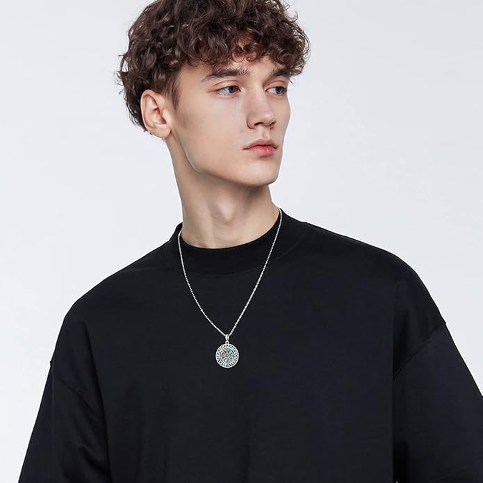 VONALA S925 Sterling Silver Celtic Owl/Moon Wolf/Horse/Dragon/Viking/Anchor Necklace Celtic Knot Pendant Necklace Irish Vintage Necklace Gifts for Women Teens Men Unisex