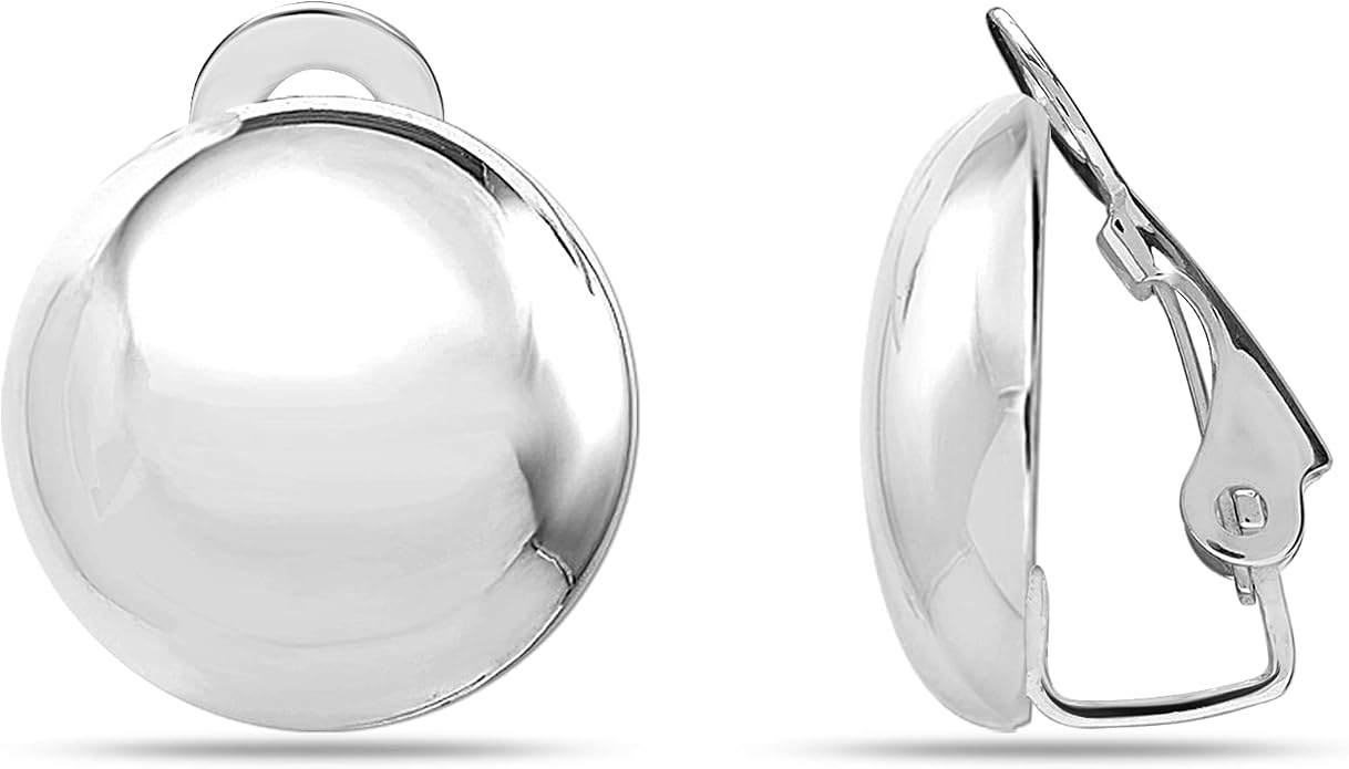 LeCalla 925 Sterling Silver Small Medium Clip On Earrings Non-Pierced Clip-On Stud Earring for Teen Women