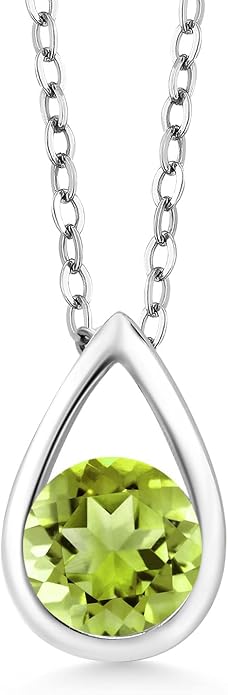 Gem Stone King Teardrop Pendant Necklace For Women | 5MM Round Gemstone Birthstone | 925 Sterling Silver | With 18 Inch Silver Chain | Fine Jewelry Gift for Her Mom Women Wife