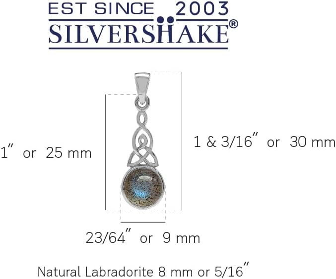 Silvershake 8MM Round Shape Gemstone White Gold Plated or Yellow Gold Plated 925 Sterling Silver Triquetra Celtic Knot Pendant or Pendant with 18 Inches Chain Necklace Jewelry for Women