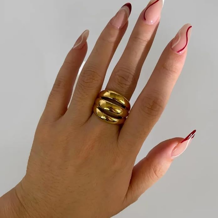 Pierced Owl 316L Stainless Steel Triple Dome Ring
