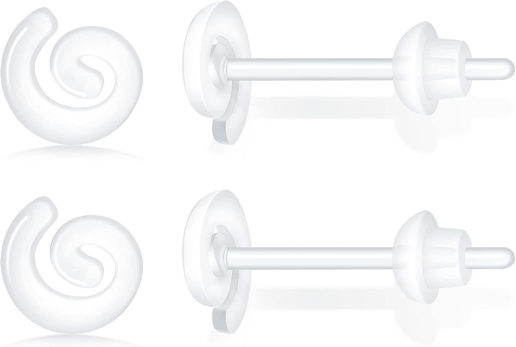 6 Pairs Invisible Plastic Post Earrings For Sensitive Ears - Clear, Sports & Work