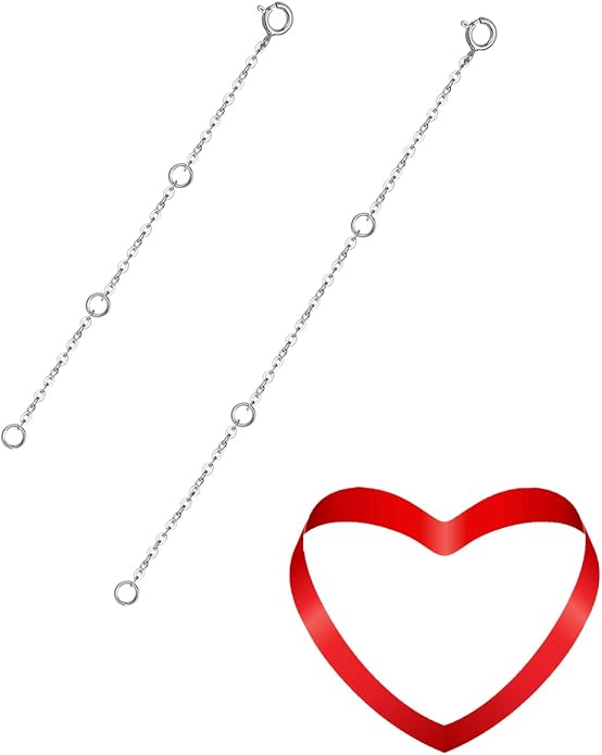 Dorella Sterling Silver Necklace Extenders Chain Set of 2 Pcs Pack 2" and 5" or 3" and 4" - Solid 925 Sterling Silver Fine Chain Dainty Durable Adjustable