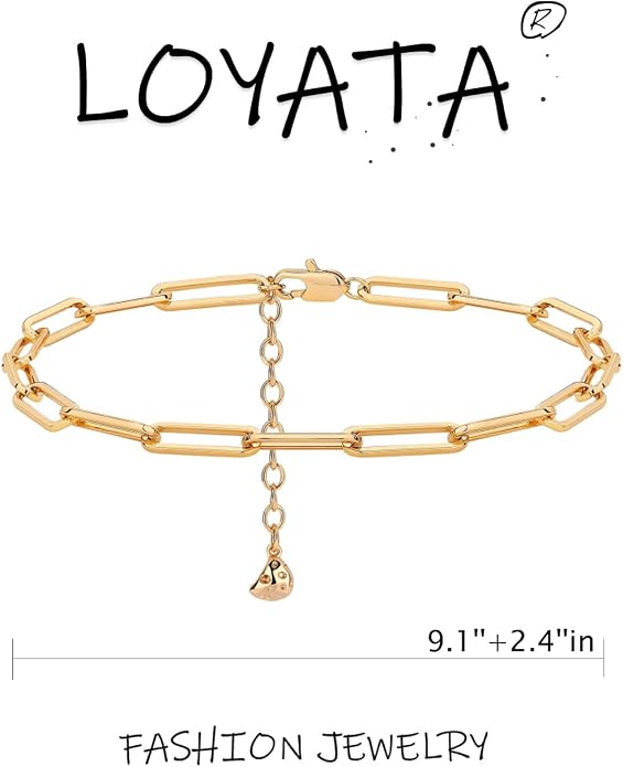 LOYATA Dainty Ankle Bracelet,14K Gold Plated Tiny Bead Anklet Dainty White Cubic Zirconia Cross Tassel Foot Chain Cute Lucky Moon Evil Eye Foot Jewelry Boho Anklets for Women