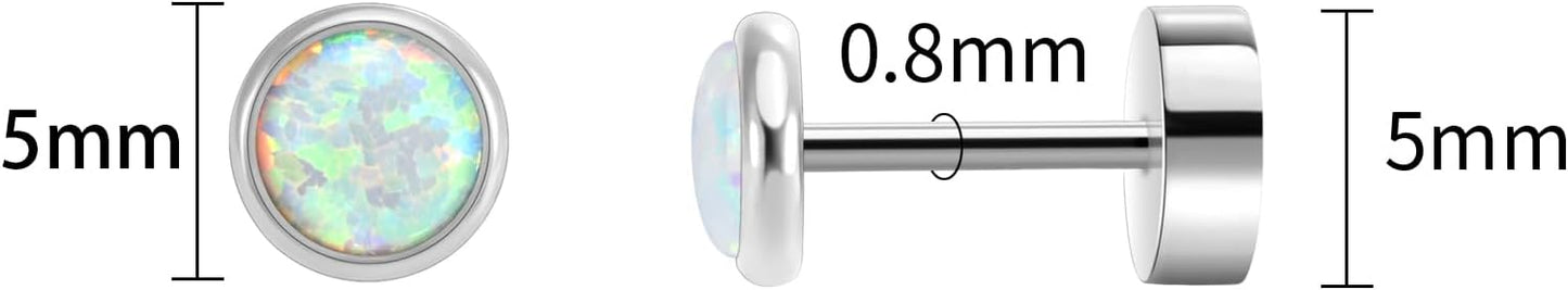 Titanium Earrings for Women Stud Earrings Cubic Zirconia Dainty Screw Flat Back Hypoallergenic Earrings for Women for Multiple Cartilage Helix Conch Tragus Piercing Jewelry for Sensitive Ears