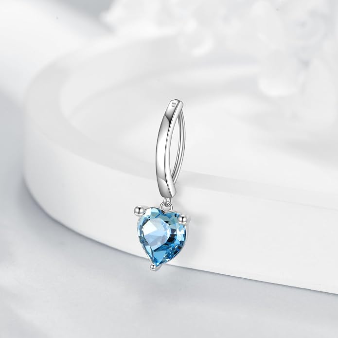 Dangle Clicker Belly Button Ring for Women Surgical Sterling Silver Belly Ring Simple Reverse Navel Rings Body Jewelry