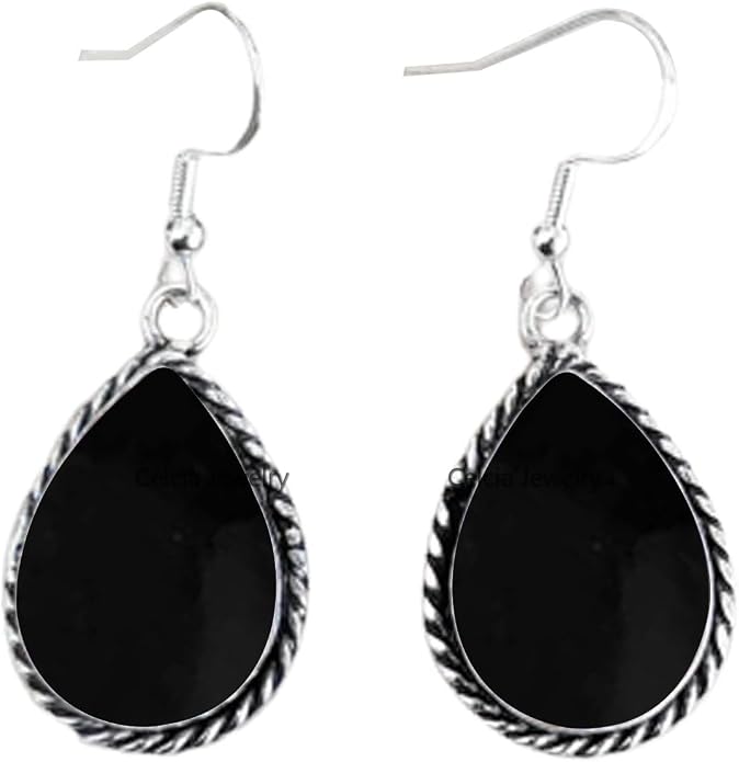 Pure 925 Sterling Silver Dangle Drop Earrings for Women, Pear Gemstone Handcrafted Earrings for Women & Girl ('Amethyst)