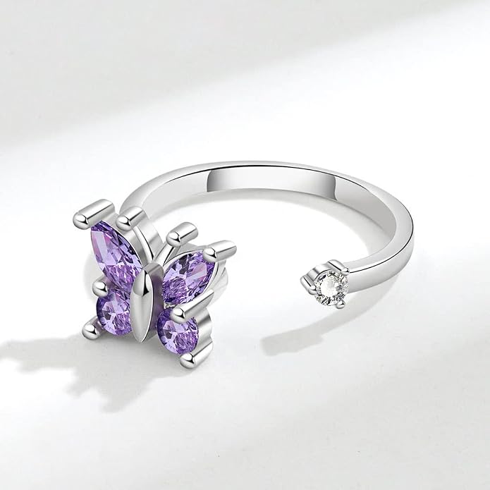 Fidget Ring Anxiety Spinner Ring Open Adjustable Sunflower Star Moon Windmill Butterfly Rings Daisy Stress Relieving Fidget Women Cubic Zirconia Anti Stress Mood Rotate Inspirations Jewelry