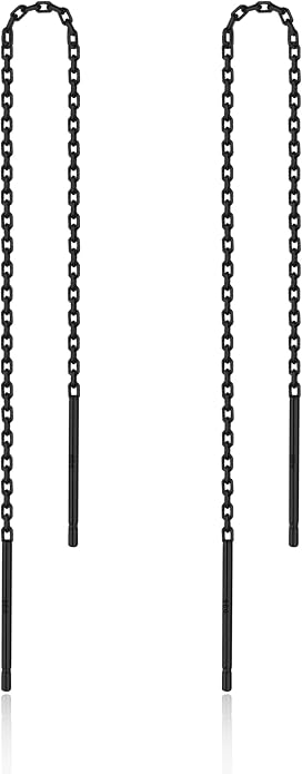 2 Pairs S925 Sterling Silver Chain Threader Earrings For Women Bar Wrap Threader Dangle Drop Earrings Lightweight Minimalist Hypoallergenic Earrings Anniversary Jewelry