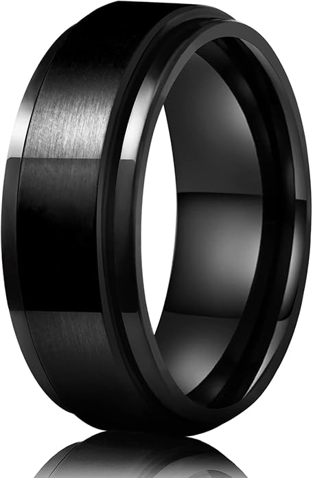 LAOYOU Fidget Anxiety Ring for Men | 8mm Spinner Band for Calming, Worry, Stress Relief & Mindfulness | Hypoallergenic Stainless Steel Comfort Fit Non Tarnish