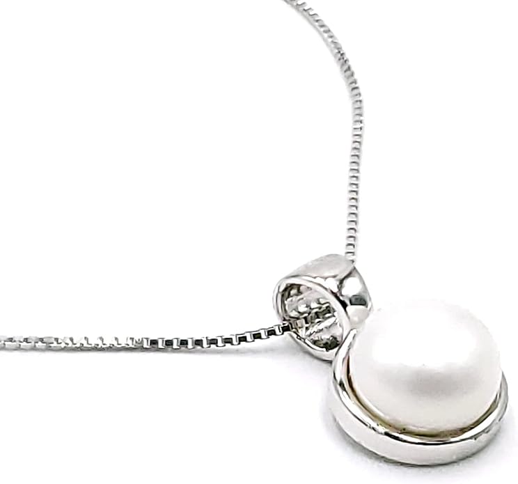 Natural gemstone 8mm round pendant with white gold over 925 sterling silver bezel cabochon plate and box chain, real genuine dainty birthstone gift for her, uniquelan jewelry
