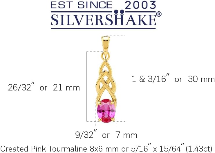 Silvershake 8X6mm Oval Shape Birthstone Gemstone Antique Finishing or Yellow Gold Plated 925 Sterling Silver Celtic Knot Weave Solitaire Pendant or Pendant with 18 Inch Chain Necklace Jewelry for Women