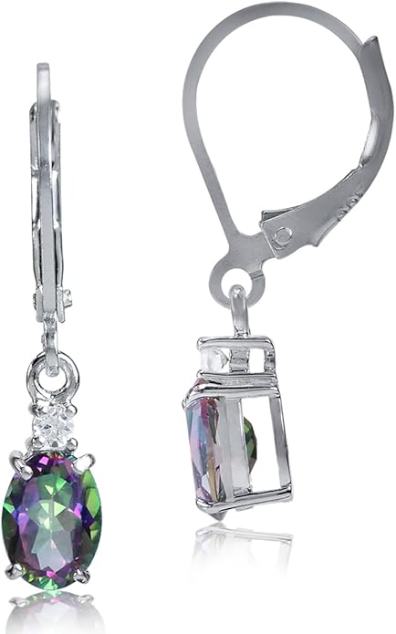 Silvershake White Gold Plated 925 Sterling Silver Leverback Earrings