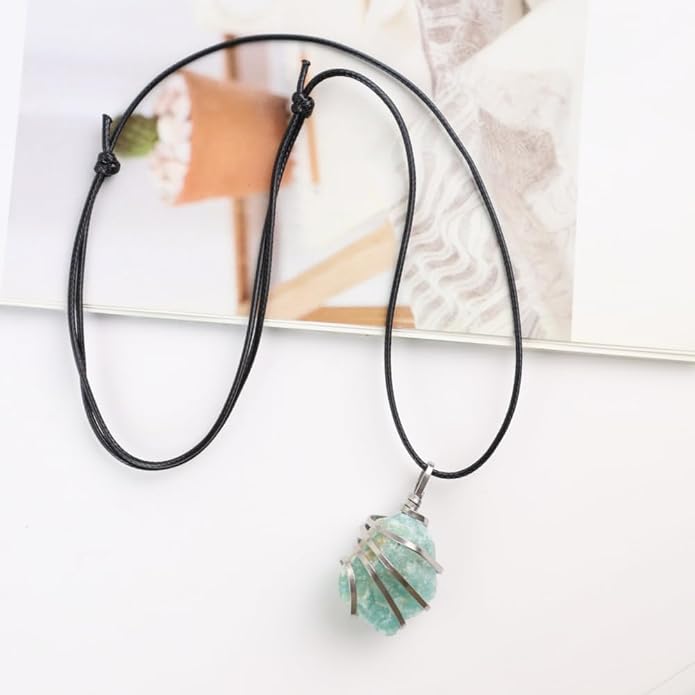 Natural Gemstone Pendant Necklace For Men & Women Spiritual Jewelry Wire Wrapped Gemstone Chakra Necklaces Real Stones For Him & Her