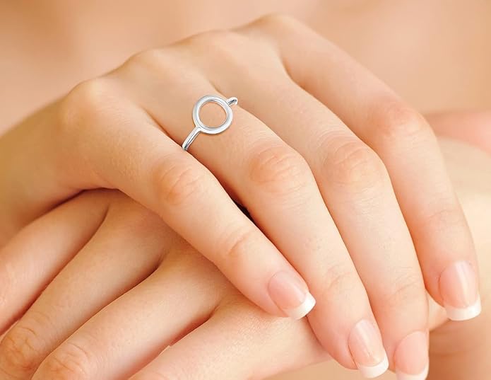 Miabella 925 Sterling Silver or 18K Gold Plated Open Circle Ring for Women Made in Italy