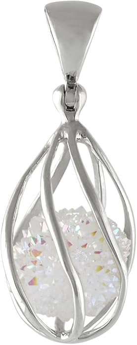 Starborn Gemstone teardrop Style Cage Pendant Sterling Silver