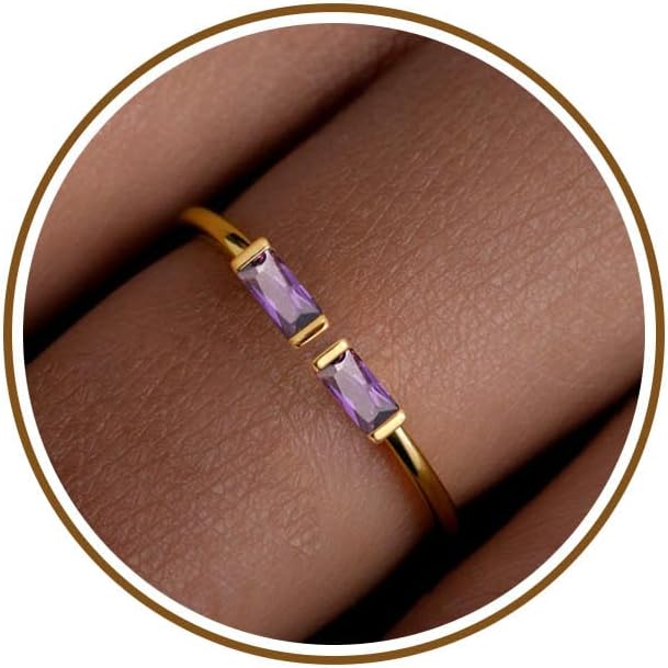 JSJOY Birthstone Rings for Women Dainty Emerald Blue Ring Birthday Gifts for Mom Her Gemstones CZ Ring for Teens Gold Rings That Don't Tarnish Adjustable Ring Jewelry Gifts