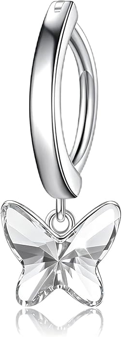 Dangle Clicker Belly Button Ring for Women Surgical Sterling Silver Belly Ring Simple Reverse Navel Rings Body Jewelry