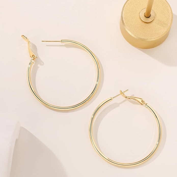 14K Gold Hoop Earrings for Women Large Chunky Hoop Earrings for Women Elegant Big Gold Hoops Jewelry