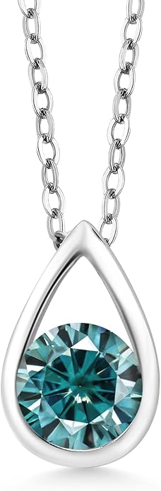 Gem Stone King Teardrop Pendant Necklace For Women | 5MM Round Gemstone Birthstone | 925 Sterling Silver | With 18 Inch Silver Chain | Fine Jewelry Gift for Her Mom Women Wife