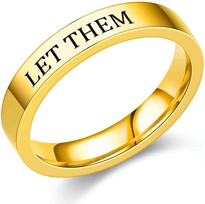 Let Them Band Ring for Women Men, Self Worth Motivation Ring Stainless Steel Engraving Stackable Rings Inspirational Friendship Gift Jewelry for Sorority Sisters Best Friends