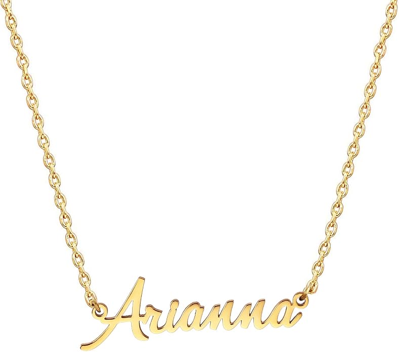 MOMOL 18K Gold Plated Stainless Steel Name Necklace Personalized Custom Name Necklace Customized Nameplate Necklace for women