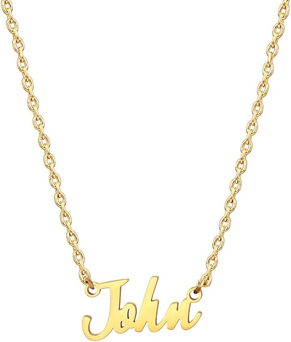 MOMOL 18K Gold Plated Stainless Steel Name Necklace Personalized Custom Name Necklace Customized Nameplate Necklace for women