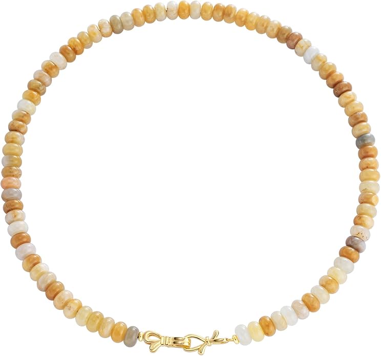 NLIEO Rainbow Colorful Gemstone Beaded Choker Necklace for Women 14K Gold Bow Birthstone Beads Chokers 18inches