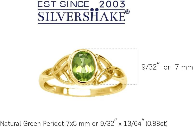 Silvershake 7x5MM Oval Shape Birthstone Gemstone White Gold Plated or 18K Yellow Gold Plated 925 Sterling Silver Triquetra Trinity Celtic Knot Solitaire Ring Jewelry for Women