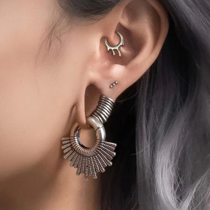 MOQIKAKA16G 8mm Septum Rings - Stainless Steel Segment Nose Rings for Women Men - Hinged Segment Nose Helix Cartilage Clicker Hoop Earrings for Daith Rook Tragus Piercing