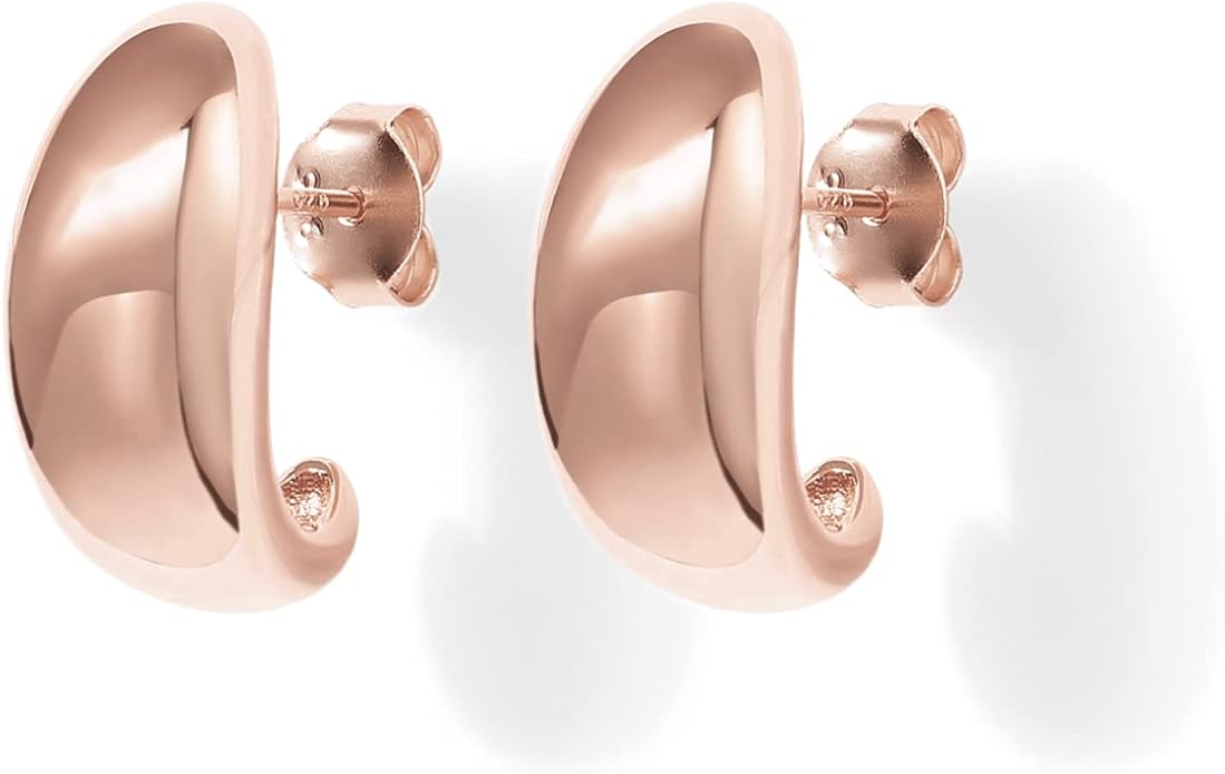 PAVOI 14K Gold Plated 925 Sterling Silver Post Huggie Earrings | Gold Dome Huggie Hoop Earrings for Women