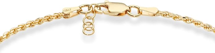 Miabella Italian 18K Gold Plated 925 Sterling Silver Italian 2mm, 3mm Braided Rope Chain Bracelet for Men Women, Made in Italy